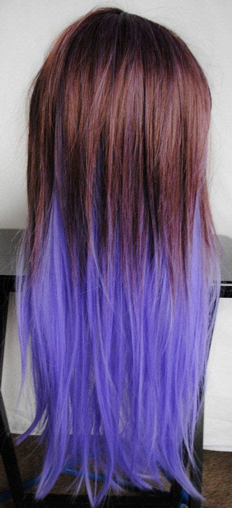 Black Hair Dip Dyed Purple Electric Blue Dip Dye On Dark Brown Hair