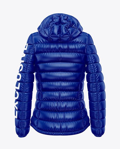 Glossy Women S Down Jacket W Hood Mockup Back View Free Download Images High Quality Png