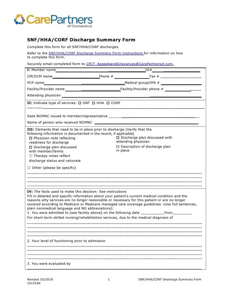 Hospital Discharge Summary Templates Examples