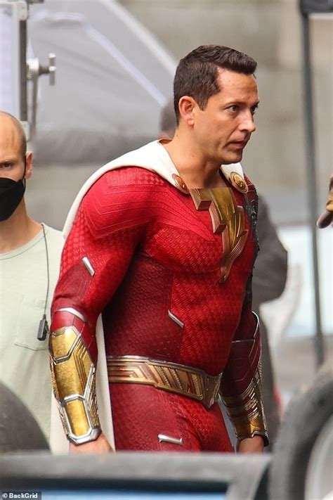 Zachary Levi Sports A Slightly Charred Superhero Suit On The Set Of
