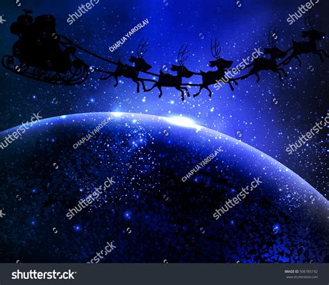 Santa Claus Is Flying In Space Stock Vector Illustration