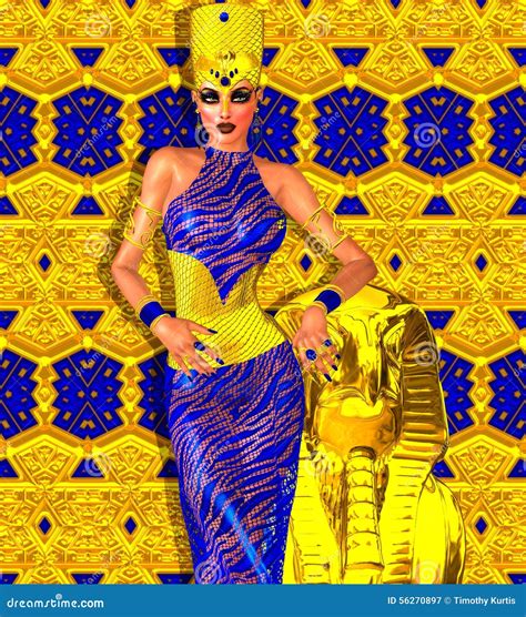 seductive egyptian woman in gold and blue stock image image of ancient blue 56270897
