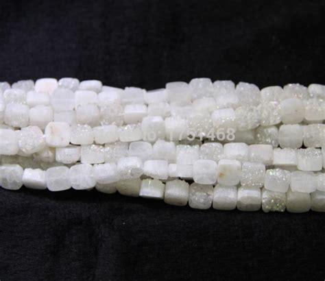 10mm And 12mm Pure White Titanium Druzy Stone Square Fshion Beads