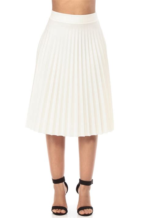 ivory faux leather pleated midi skater skirt midi skater skirt skirts pleated skirt