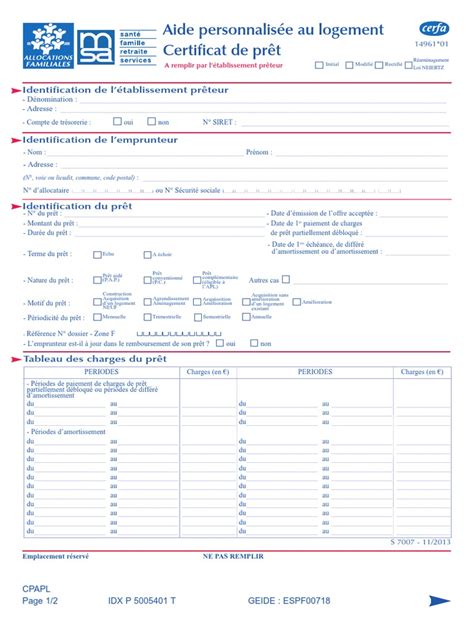 Certificat De Pret Pour Apl Pdf Prêts Amortissement Finance