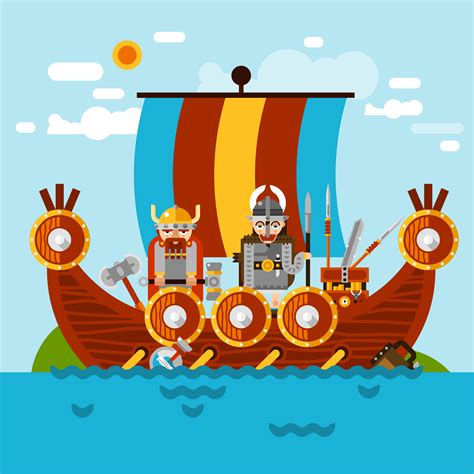Viking Boat Background 467535 Vector Art At Vecteezy