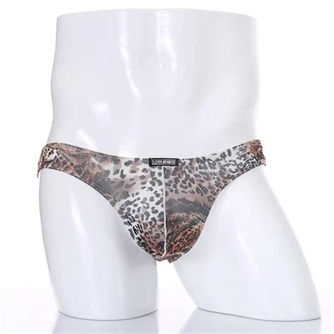 Sexy Low Rise Mens Briefs Soft Leopard Printed Underwear Mens Hot Hips Underpants Sexy Undies