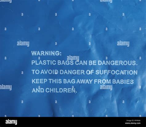 Danger Of Suffocation Warning Sign On A Plastic Bag Stock Photo Alamy