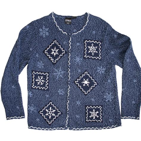 Blue Christmas Snowflake Patchwork Ugly Christmas Sweater The Ugly