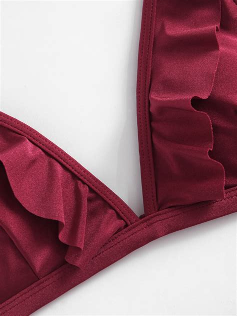 Ruffle Detail Adjustable Strap Bikini Set SheIn Sheinside