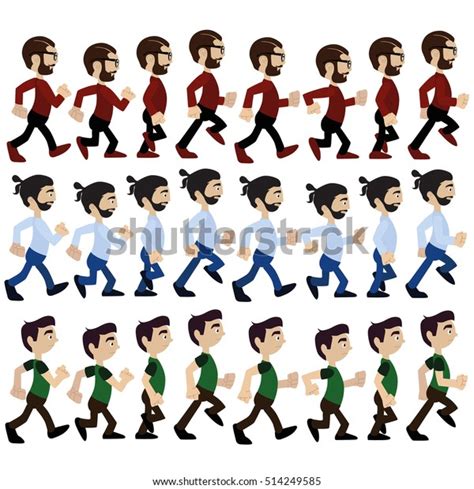 Man Goes Animation Hipster Animation Man Stock Vector Royalty Free