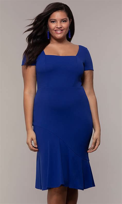 And you know you want it… Royal Blue Plus-Size Knee-Length Wedding Guest Dress