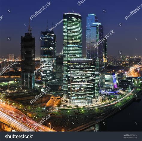 Moscow City Skyscrapers Night Stock Photo 66789814 Shutterstock