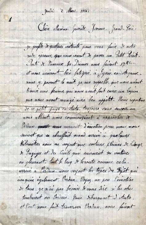 Lettre De Poilus Bataille De Verdun - voici la lettre d'un poilu racontant la bataille de Verdun datée du 2