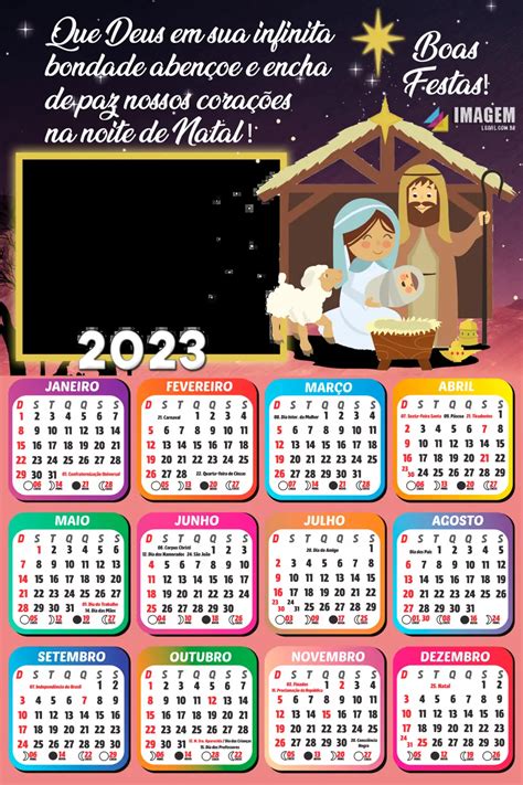 Moldura Foto Calendário 2023 Religioso Noite De Natal Imagem Legal