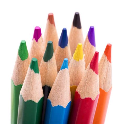 Many Different Colored Pencils On White Background Stock Photo Image