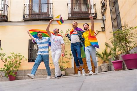 Premium Photo Homosexual Male Friends Leaving Home To Gay Pride Party