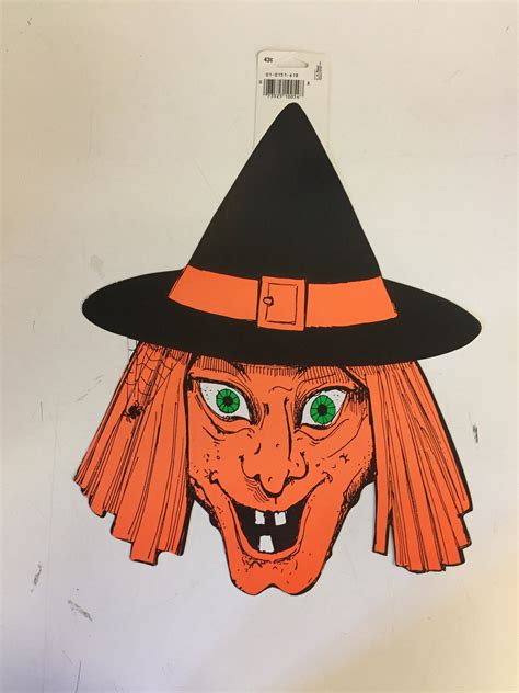 Vintage 1970s 80s Wicked Witch Halloween Window Wall Decor By Ca R
