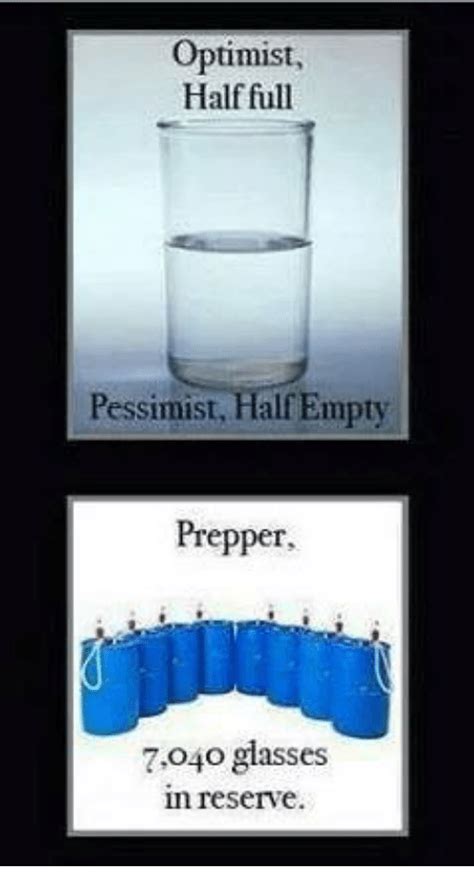 Optimist Half Full Pessimist Half Empty Prepper 7040 Glasses In Reserve
