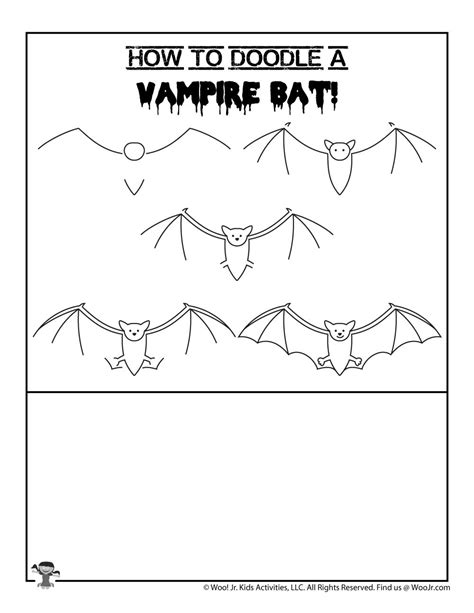 How To Draw Worksheets For The Young Artist How To Draw A Vampire Bat