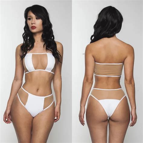 Vendaje Bikini Micro Hilo Blanco Blanco Traje De Ba O Atractivo