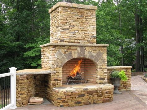 Natural Stone Outdoor Fireplacemasonry Construction Fireplaces Stone
