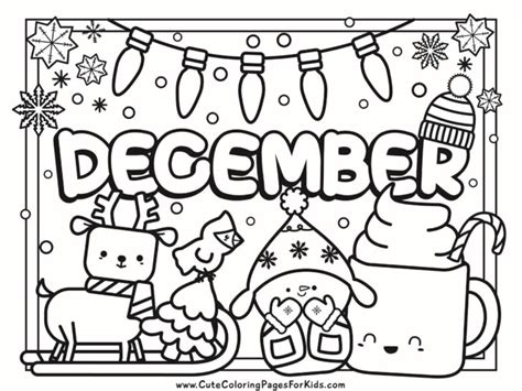 December Coloring Pages 4 Free Printable Coloring Sheets Cute