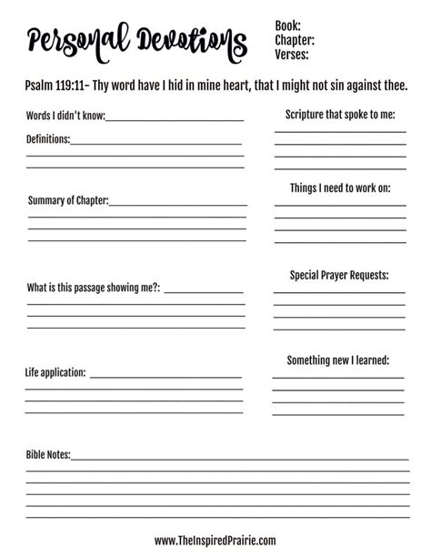 Bible Devotion Worksheets The Inspired Prairie — Db