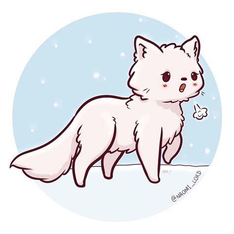 Doodled A Little Arctic Fox Theyre So Cute And Fluffy 3 Feel Free To