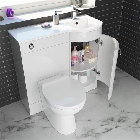 Try a double bowl vanity unit which is perfect for share bathrooms and his and her's. 900mm Curved Bathroom Vanity Unit With Basin And Toilet | eBay