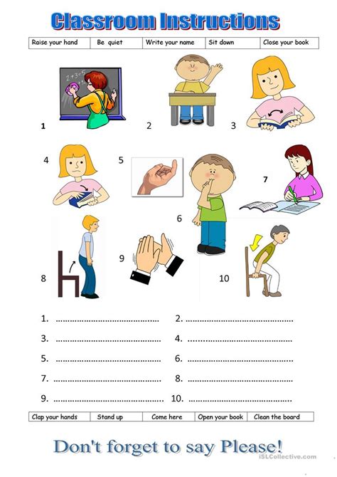 Classroom Instructions English Esl Worksheets For Distance Learning