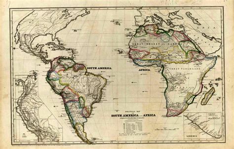 Political Map Of South America And Africa Art Source International