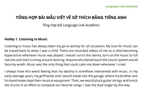 Tổng hợp bài mẫu viết về sở thích của bạn bằng tiếng Anh Language