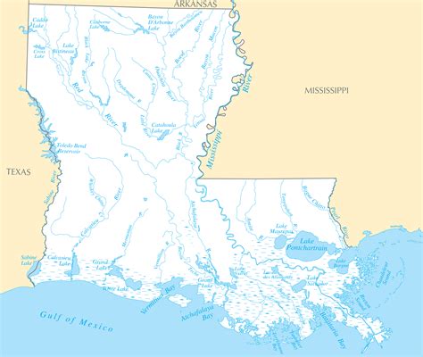 Louisiana Map With Cities And Rivers Literacy Ontario Central South