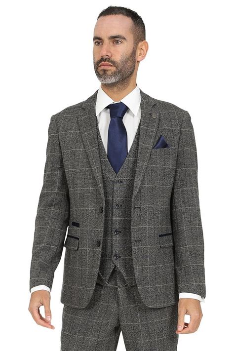 marc darcy scott grey tweed check suit jacket free uk delivery