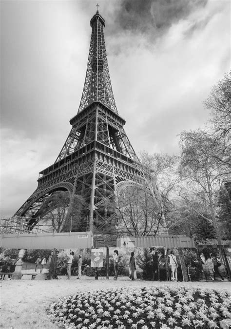 Infrared View Of Eiffel Tower From Champs De Mars Park Paris Editorial