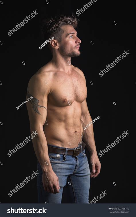 Handsome Shirtless Muscular Mans Profile Looking Stock Photo Edit Now