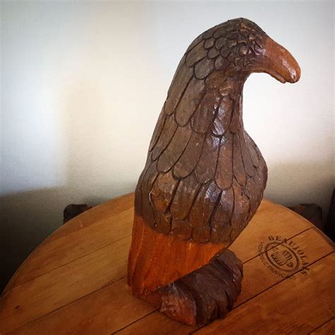 Vintage Eagle Wood Carving Art Two Toned Rustic Chainsaw Etsy Wood