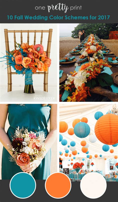 Fall Wedding Colorsteal Orange Coconut Teal Wedding Colors Fall