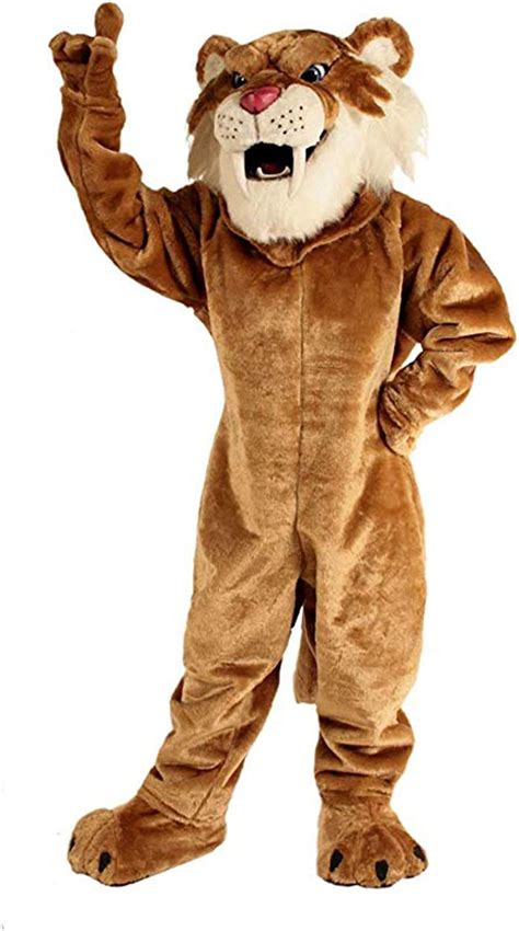 Sabertooth Tiger Mascot Costume Adult Halloween Costume Brown Amazon