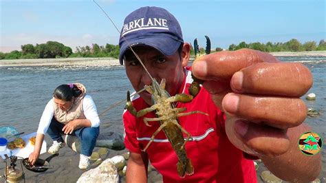 Increíble Pesca De Camarones A Mano En Río Pesca Y Tortilla De