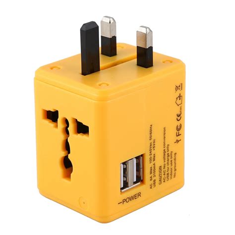 multi function universal converter usb conversion socket travel power plug adapter yellow