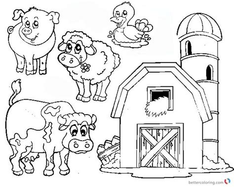 The free printables include farm animals, a farmyard and a tractor. Barn Coloring Pages farm animals - Free Printable Coloring ...