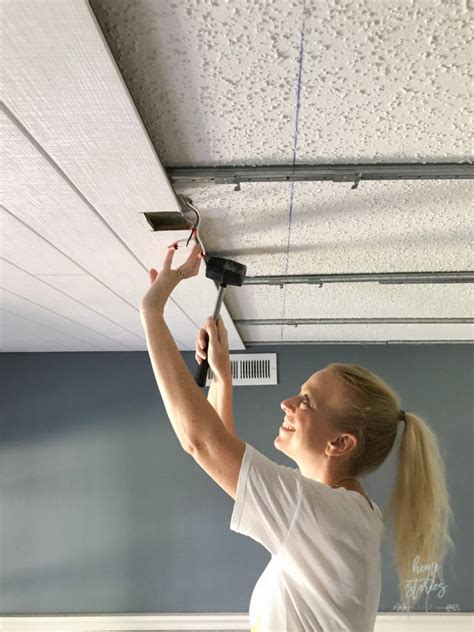 Tongue and groove planks are very diy friendly, meaning. How to Cover a Popcorn Ceiling Using Beautiful Armstrong ...