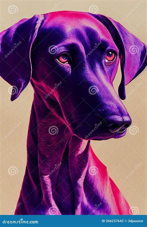 Watercolor Portrait Of Cute Weimaraner Dog Stock Illustration