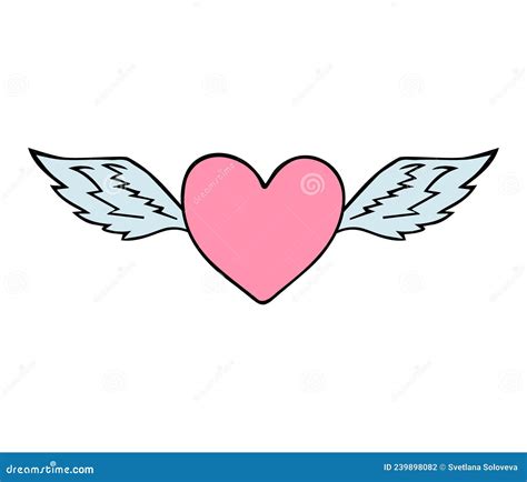 Vector Hand Drawn Doodle Heart With Wings Stock Illustration