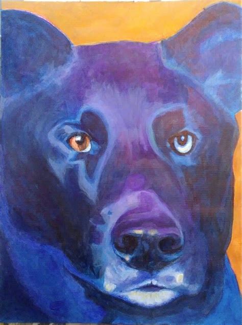 Big Black Dog By Pamela Brown Black Dog Painting Pamela Brown