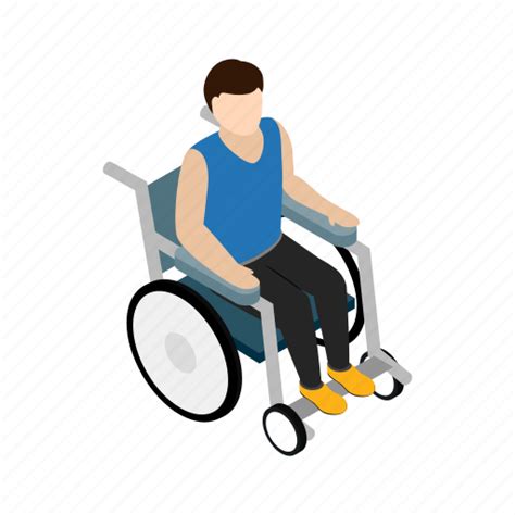 Disability Disabled Isometric Man Medical Person Wheelchair Icon