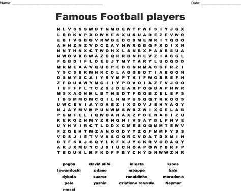 Soccer Players Word Search Wordmint