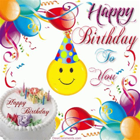 Happy Birthday Balloons And Smiling Emoji 